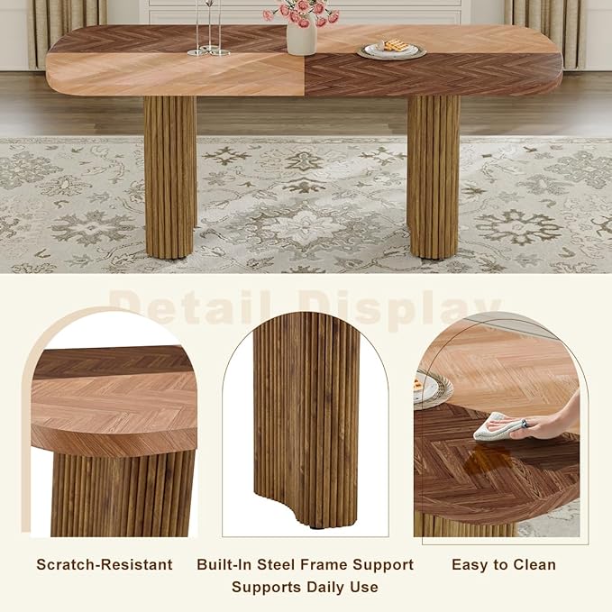 Dining Table Set for 8 - Large 78.7" Rectangular Kitchen Table Set for 8 with Cushioned Chairs,Modern Mid-Century Wood Dining Room Table for 8 Ideal for Kitchen & Gatherings