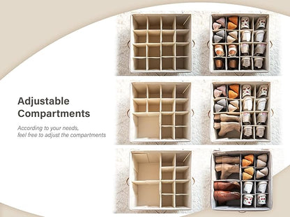 StorageWorks Shoe Organizer for Closet, Fits up to 24 Pairs, Shoe Cubby Storage Containers with Adjustable Dividers and Clear Cover, Grey