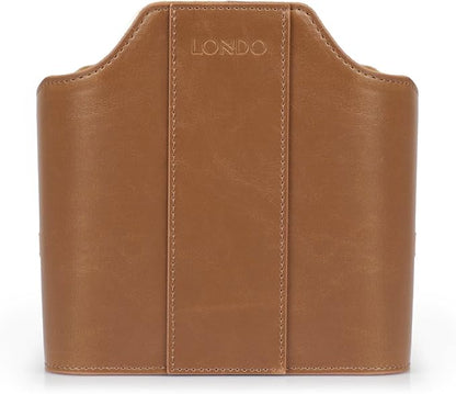 Londo PU Leather Remote Control Holder, Office Supplies Desk Organizer with Tablet Slot, Makeup Brush and Utensils Cube, Large Capacity Desk Caddy With 5 Compartments