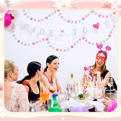 2 Pack Large Pom Poms Garland Hanging Decorations Colorful Soft Faux Rabbit Fur Ball Garland for Easter Xmas Holiday Wedding Baby Shower Birthday Party Supplies(Pink,2.36 Inch)