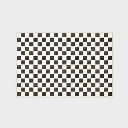 EVERGRACE Checkered Plaid Area Rug 6x9, Soft Faux Wool Rugs Washable Anti Slip Rugs Large Rug Carpet for Entryway Bedroom Living Room Hallway Kitchen and Laundry Room, Black and White