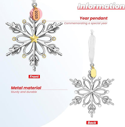 Christmas Tree Ornaments – 2025 Snowflake Hanging Pendant of Car Charm Holiday Decorative Keepsake Gift Home Decor (1 Pieces-C (2025))