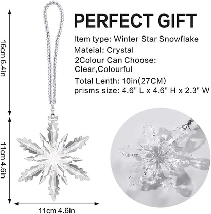 2025 Annual Edition Snowflake Christmas Ornament, Large Crystal Ornaments Display Winter House Decor with Gift Box（Clear B）