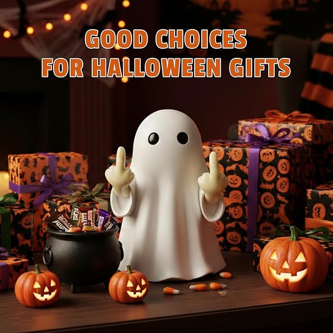 Halloween Ghost Figurine -7.5in Wall-Mounted Ghost Decorations, Cute Ghost Statue for Home, Desk, Party Porch Decor & Wall Decorations for Halloween