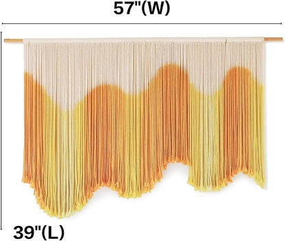 IOWER Macrame Wall Hanging Yellow Dip-Dyed Large For Living Room Boho Macrame Wall Decor 59" Wx37 L