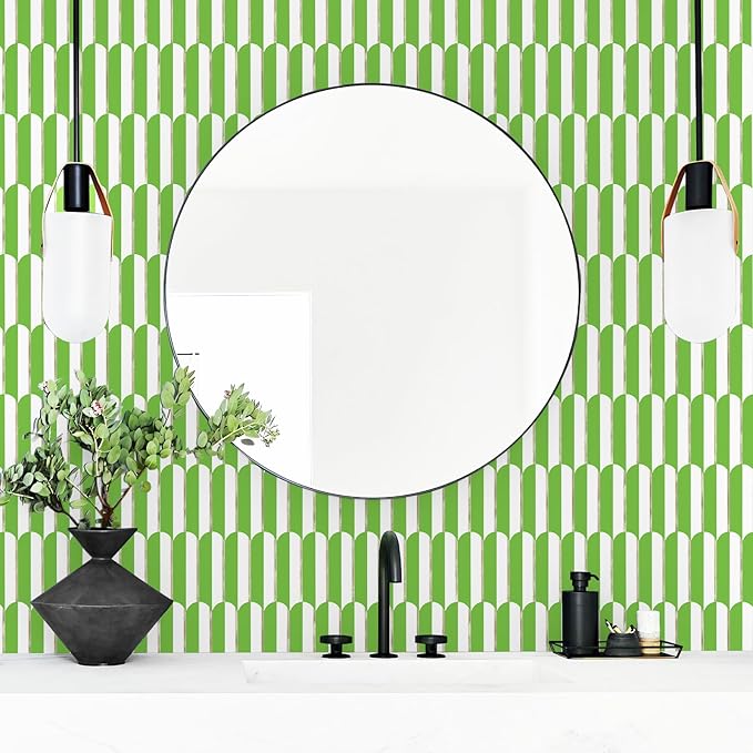 Vamos Tile Peel and Stick Backsplash Seamless Tile for Kitchen,White and Grass Green PVC Mixed Light Gold Self Adhesive Fish Scale Metal Mosaic Tiles (10 Sheets)