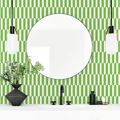 Vamos Tile Peel and Stick Backsplash Seamless Tile for Kitchen,White and Grass Green PVC Mixed Light Gold Self Adhesive Fish Scale Metal Mosaic Tiles (10 Sheets)