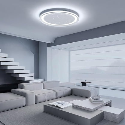 19inch Bedroom LED Ceiling Light, Round Modern Flush Mount Ceiling Light, Night Star Design, Dimmable 3000K-6000K, 70W, Minimalist Office Lamp for Living Room, Study, Kitchen, Bathroom