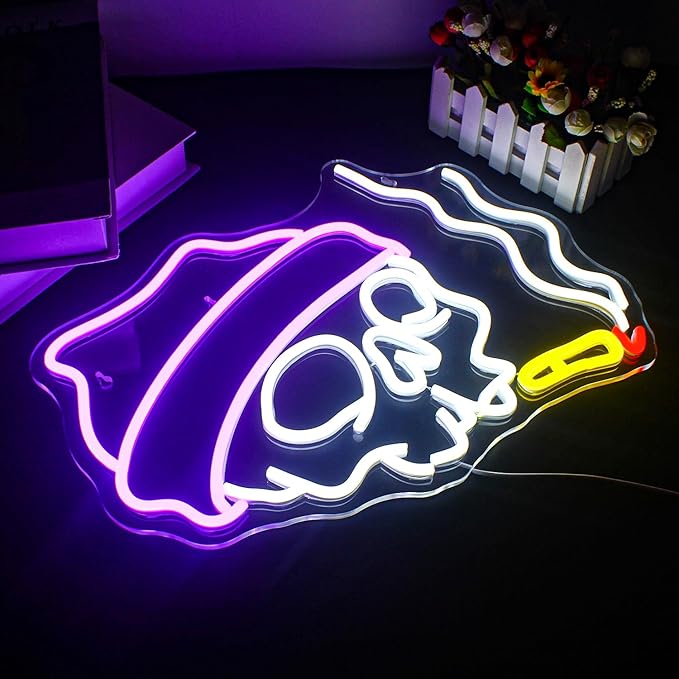 Lucunstar Skull Neon Sign,Halloween LED Sign,Neon Signs for Wall Decor,Adjustable Brightness Halloween Neon Signs, Neon Sign For Party,Bedroom Wall Decor,Home,Party Light Decoration