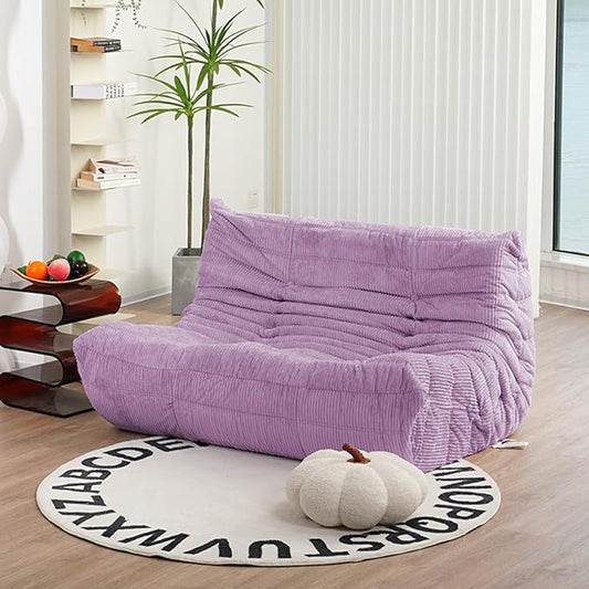 N&V Fireside Loveseat Mid Century Armless Twin Floor Sofa Corduroy Lounge Chair Accent Chair, Lavender