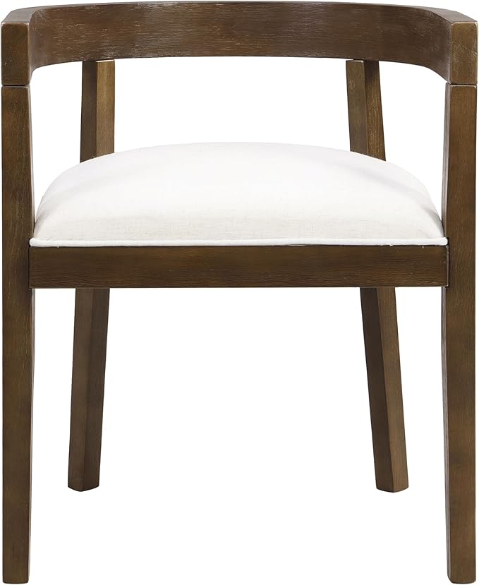 Merax 7-Piece Dining Table Set - 84'' Modern Rubberwood Table & 6 Tub Chairs, Minimalist Open-Back Design for Kitchen Dining Room, Easy Assembly, Beige+Walnut