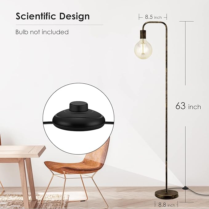 BoostArea Floor Lamp, Bronze Industrial Floor Lamp, 63 Inch Antique Standing Lamp, E26 Socket, Whole Metal, ETL Listed, Modern Stand Up Lamp for Bedroom, Living Room, Minimalist, Vintage, Mid Century