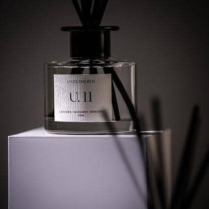 U.11 Luxury Reed Diffuser - Lavender, Mandarin & Cedarwood | 100% Natural Essential Oils | Calming & Refreshing Fragrance | Long-Lasting Aromatherapy for Home, Office & Bathroom (5oz | Up to 5 Months)