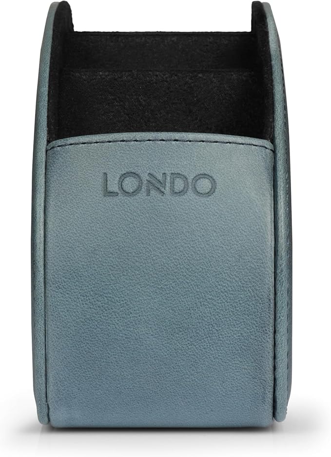 Londo Remote Control Holder with 5 Pockets - Store DVD, Blu-Ray, TV, Roku or Apple TV Remotes - Italian Genuine Leather with Suede Lining - Slim, Compact Living or Bedroom Storage