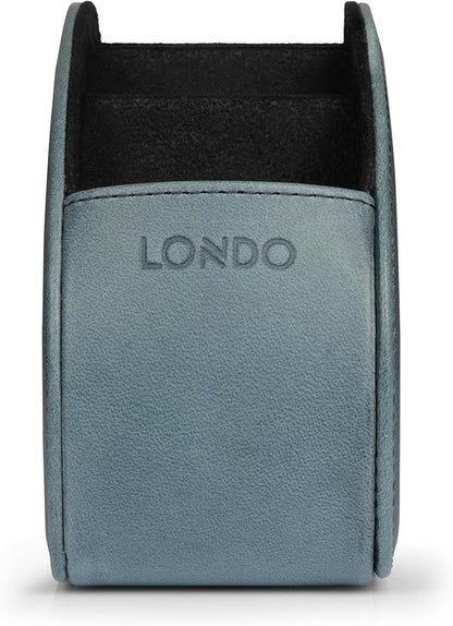 Londo Remote Control Holder with 5 Pockets - Store DVD, Blu-Ray, TV, Roku or Apple TV Remotes - Italian Genuine Leather with Suede Lining - Slim, Compact Living or Bedroom Storage