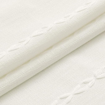 MitoVilla White Shower Curtain 72 x 78, Boho Farmhouse 78 inch Long Polyester Linen Tassel Ultra Thick Heavy Duty Fabric Shower Curtains for Chic Cottagecore French Rustic Bathroom Decor Ivory
