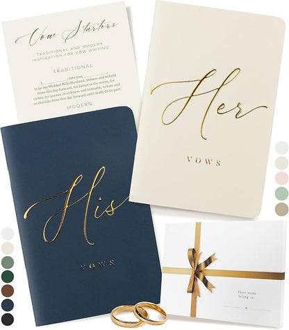 ARTESORI Premium Wedding Vow Book for Her & Him, Soft Touch, Gold Foil, 28 Lined Pages, Wedding Vow Books His and Hers, Wedding Essentials, Wedding Registry Ideas, His and Hers Gifts [Ivory & Navy]