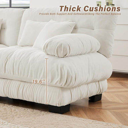 SoarFlash Sectional Sofas Couches for Living Room, L Shaped Couch Sofa Set, Small Couches for Small Spaces, Apartment with Movable Ottoman, White