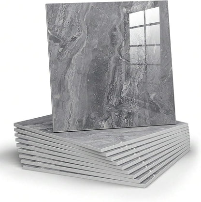 22pcs Marble Peel and Stick Backsplash Waterproof Washroom Wall Panels, Peel and Stick Tile, PVC Foam Wall Panels for Kitchen,Bathroom,Living Room,Grey (Not Real Tile,11.8" x 11.8")