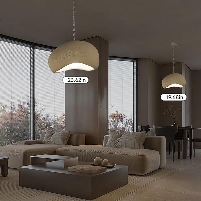 Wabi Sabi Pendant Lights,23.6in White Modern Pendant Light Resin Hanging Lamp Kitchen Island Lighting Modern Japandi Chandelier for Dining Room Bedroom Hallway Restaurant Foyer