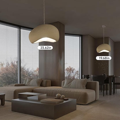 Wabi Sabi Pendant Lights,23.6in White Modern Pendant Light Resin Hanging Lamp Kitchen Island Lighting Modern Japandi Chandelier for Dining Room Bedroom Hallway Restaurant Foyer