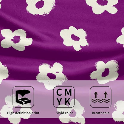 Modern Style Kitchen Towels Set of 2 Purple Floral Quick Dry Microfiber Dish Towels
