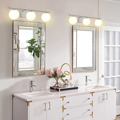 New Bathroom Vanity Light Fixtures 3 Lights Brushed Nickel Glass Shade Modern Wall Bar Sconce Over Mirror