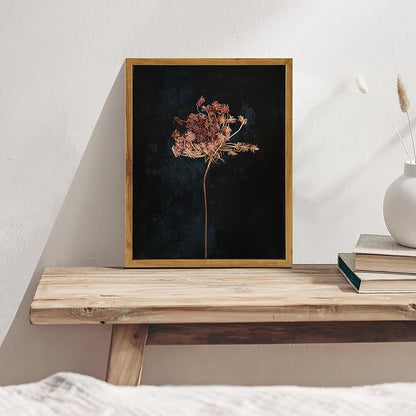KBKBART Framed Vintage Wall Art Prints, Retro Moody Floral Botanical Canvas Painting Farmhouse Decor, Black Dark Classical Flower Framed Canvas Wall Art for Bathroom, Bedroom, Living Room, Gallery,