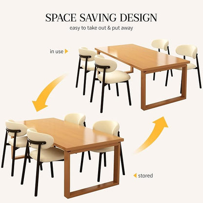 Kitchen Dining Chairs Set of 4 Modern Upholstered Leather Farmhouse Dining Room Chair with Metal Legs, Black/Beige