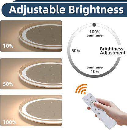 19inch Bedroom LED Ceiling Light, Round Modern Flush Mount Ceiling Light, Night Star Design, Dimmable 3000K-6000K, 70W, Minimalist Office Lamp for Living Room, Study, Kitchen, Bathroom