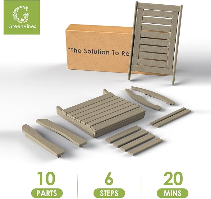 GREENVINES Outdoor Rocking Chairs | Set of 2 | Porch Rocker | HDPE Plastic | Wood Grain | Oversized Rockers | High Back | Big & Tall | Ladder Back | Desert Brown | for Patio Outside