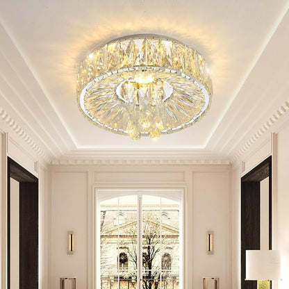 Mini Chandelier Modern Crystal Chandeliers for Hallway Light Fixture LED Flush Mount Ceiling Light Dimmable Lamp for Dining Room Living Room Bedroom