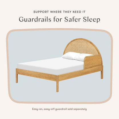 Babyletto Bondi Cane Full Size Bed Frame with Headboard & Footboard - GREENGUARD Gold Certified - Cane Paneling Platform Bedframe for Kids & Tweens - Solid Wood Full Bed No Box Spring Needed - Honey