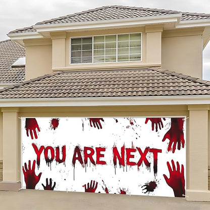 6 x 13 ft Halloween Garage Door Decorations Halloween decorations Witch Door Cover, Hanging Banner, Cauldron Backdrop Mural for Home, Outdoor, Indoor, Spooky Party, Wall, Window (YOU ARE NEXT)
