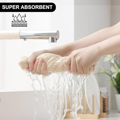 Homaxy 100% Cotton Kitchen Towels and Dishcloths Set, 12 x 12 Inches and 13 x 28 Inches, Set of 16 Bulk Kitchen Towels Set, Ultra Soft Absorbent Dish Cloths for Washing Dishes, Beige