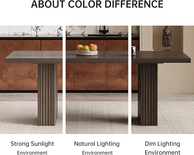 Large Rectangle Kitchen Table, 66.93" Dining Table for 4 to 8 People,Modern Dinner Table with Striped Legs, for Kitchen, Dining Room