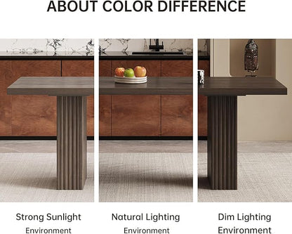 Large Rectangle Kitchen Table, 66.93" Dining Table for 4 to 8 People,Modern Dinner Table with Striped Legs, for Kitchen, Dining Room