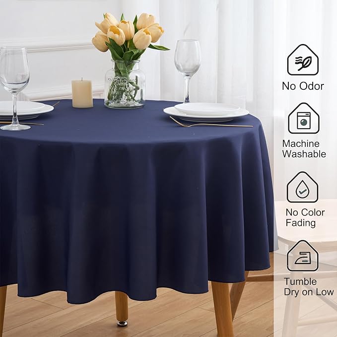 Navy Blue 6 Pack Round 60 Inch Tablecloth, Premium Polyester Table Cloth Washable Table Cover Stain and Wrinkle Resistant Decorative Table Cover for Party Wedding