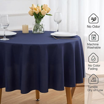 Navy Blue 6 Pack Round 60 Inch Tablecloth, Premium Polyester Table Cloth Washable Table Cover Stain and Wrinkle Resistant Decorative Table Cover for Party Wedding