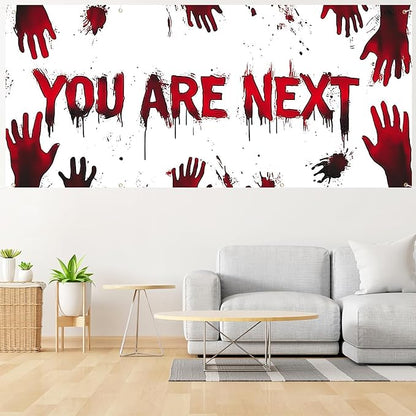 6 x 13 ft Halloween Garage Door Decorations Halloween decorations Witch Door Cover, Hanging Banner, Cauldron Backdrop Mural for Home, Outdoor, Indoor, Spooky Party, Wall, Window (YOU ARE NEXT)