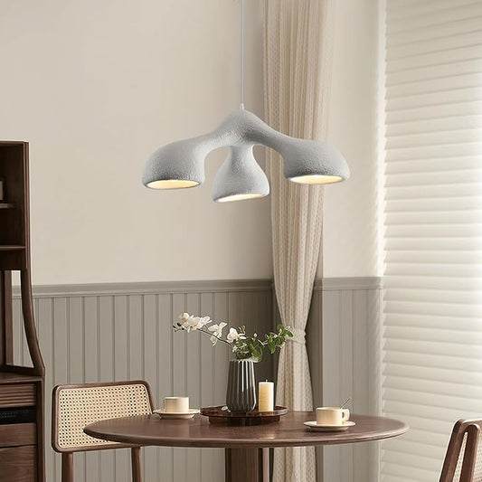 JAYMP 3-Lights Pendant Light Fixture for Dining Room Kitchen Island Restaurant E26 Base Mid Century Modern Hanging Lamp 1 Pack (Matte White,E Shape, 72cm/28.3in)