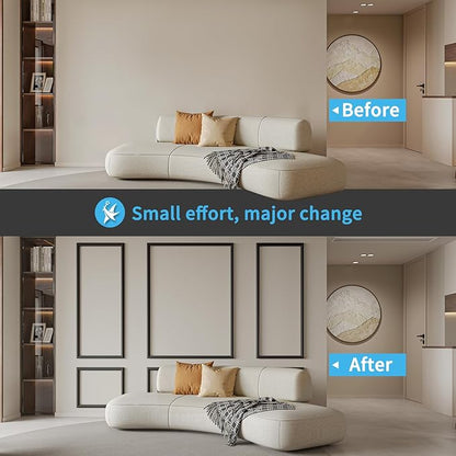 Art3d Pre-Cut Wall Molding Set of 6 pcs, Ready-to-Assemble Wainscoting Panels for Interior Wall Décor Living Room Bedroom Accent Wall - Installed with Glue, 3 Top 3 Bottom, Black