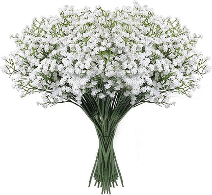 Babys Breath Artificial Flowers,18 Pcs Gypsophila Real Touch Flowers for Wedding Party Home Garden Decoration White
