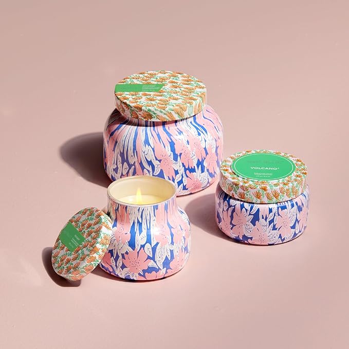 Capri Blue Scented Candles - Pattern Play Glass Jar Candles - Long Lasting Soy Wax Blend - Luxury Home Decor - Notes of Tropical Fruits & Sugared Citrus - Gifts for Women (Volcano, 8 oz)