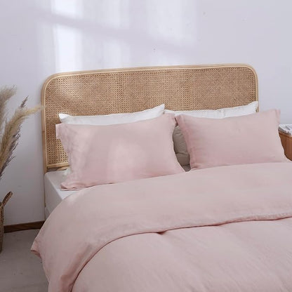 Simple&Opulence 100% Linen Duvet Cover Set, 3 PCS Natural French Flax Blush Pink Duvet Cover Full Size, Breathable Soft Comfy Linen Bedding Comforter Cover with 2 Pillowcases(Blush Pink, 78"x86")