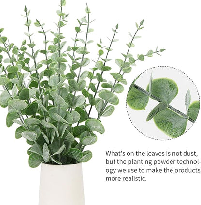 CEWOR 36pcs Eucalyptus Stems Decor 14.1 Inch Artificial Eucalyptus Leaves Fake Greenery Branches for Wedding Centerpiece Flower Floral Arrangement Farmhouse Spring Home Decoration