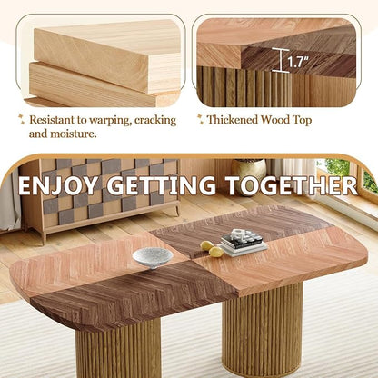 Dining Table Set for 10,Large 79" Rectangular Kitchen Table Set for 10 with Cushioned Chairs,Modern Mid-Century Wood Dining Room Table Set for 10,Ideal for Dining & Gatherings