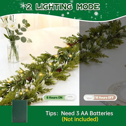 Bluesea 6FT Artificial Norfolk Pine Garland, Real Touch Pine Garland, Faux Christmas Greenery for Table Mantle Fireplace Indoor Outdoor Xmas Decorations (1 Pcs)