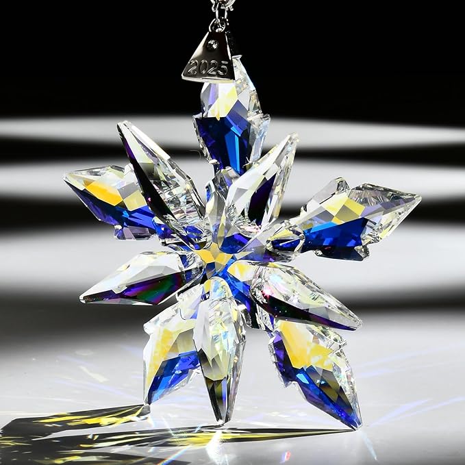2025 Annual Edition Crystal Snowflake Christmas Ornament,Iridescent Holiday Tree Keepsake, Window Suncatcher,Winter Decor Gift(2025 Colorful)