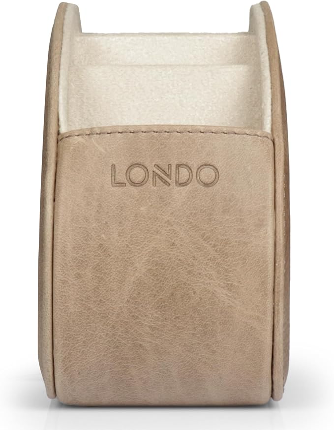 Londo Remote Control Holder with 5 Pockets - Store DVD, Blu-Ray, TV, Roku or Apple TV Remotes - Italian Genuine Leather with Suede Lining - Slim, Compact Living or Bedroom Storage